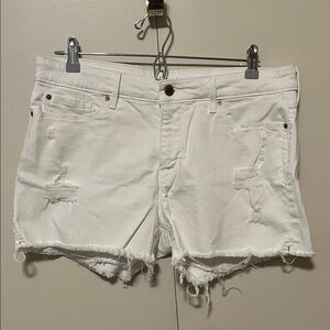 Levi's White Distressed Jean Shorts